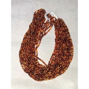 Mixed Amber Brown Seed Bead Hank Lot 1.6 oz Bulk Glass Craft Jewelry Making Bead